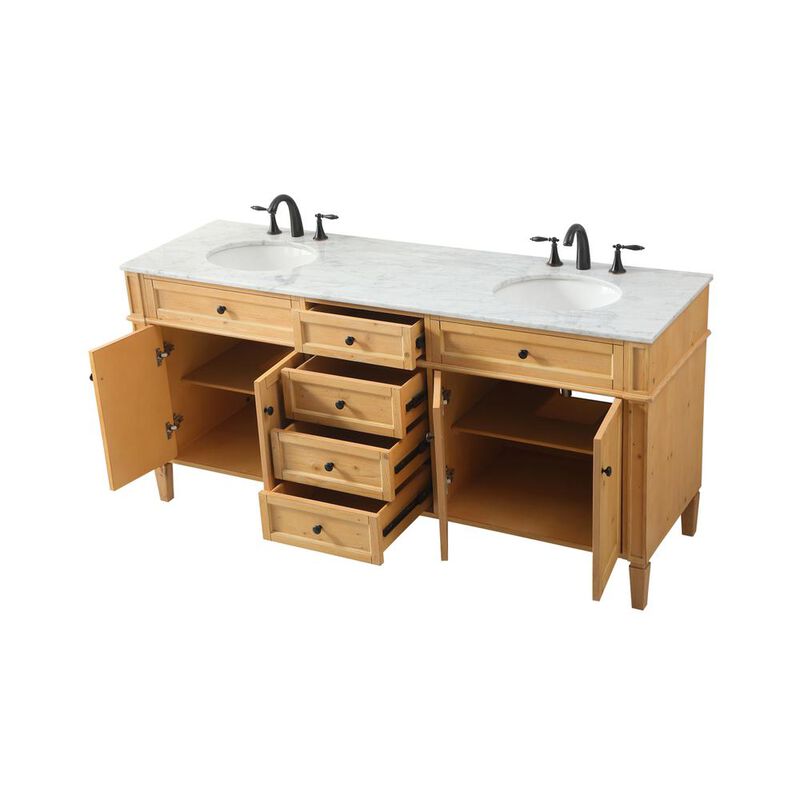 Elegant Kitchen and Bath 72 inch double bathroom vanity in natural wood