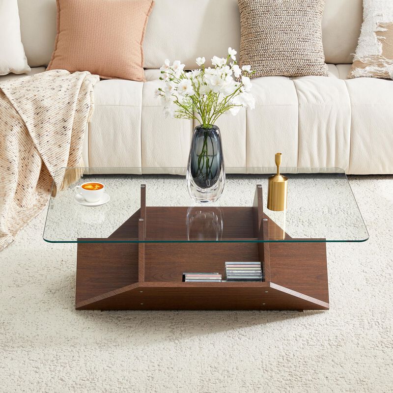 Molcul Tempered Glass & MDF Coffee Table image number 3