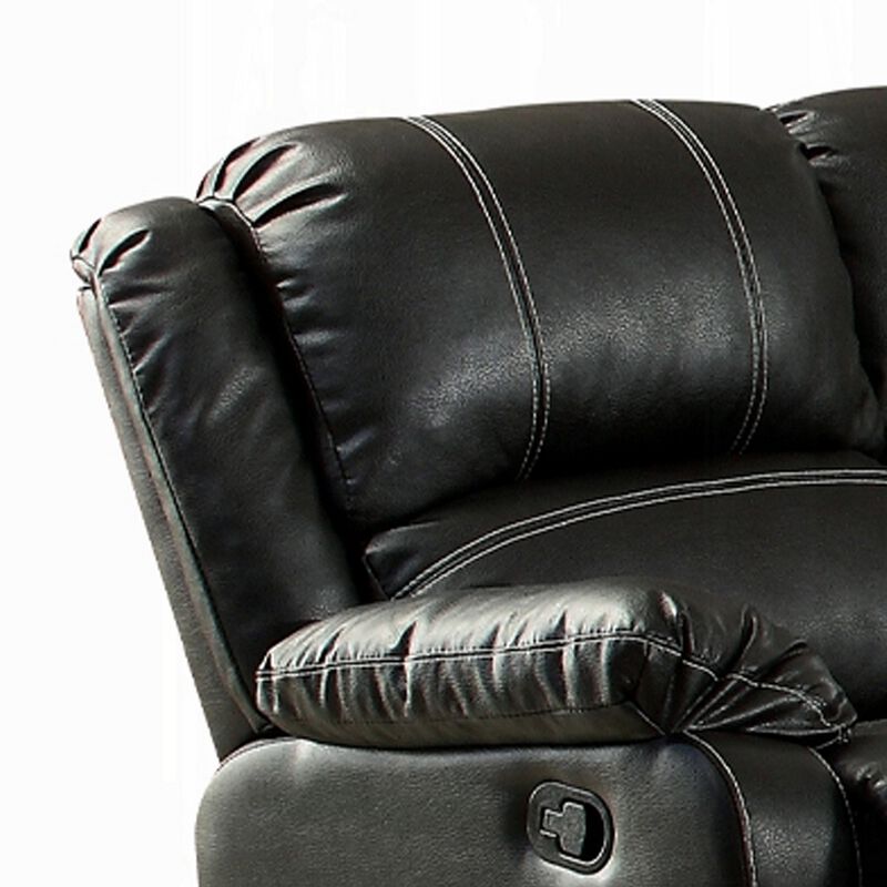 Zuru Motion Manual Recliner Sofa, 3 Seater, Plush Black Faux Leather