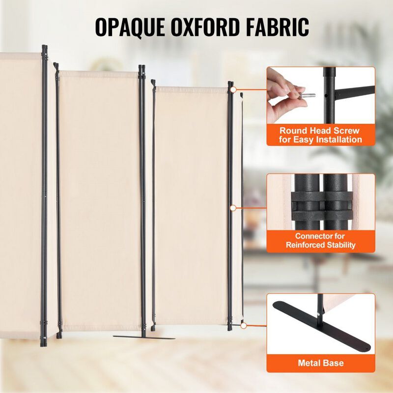 Portable Folding Room Divider, 6-Panel Privacy Screen for Home & Office image number 3