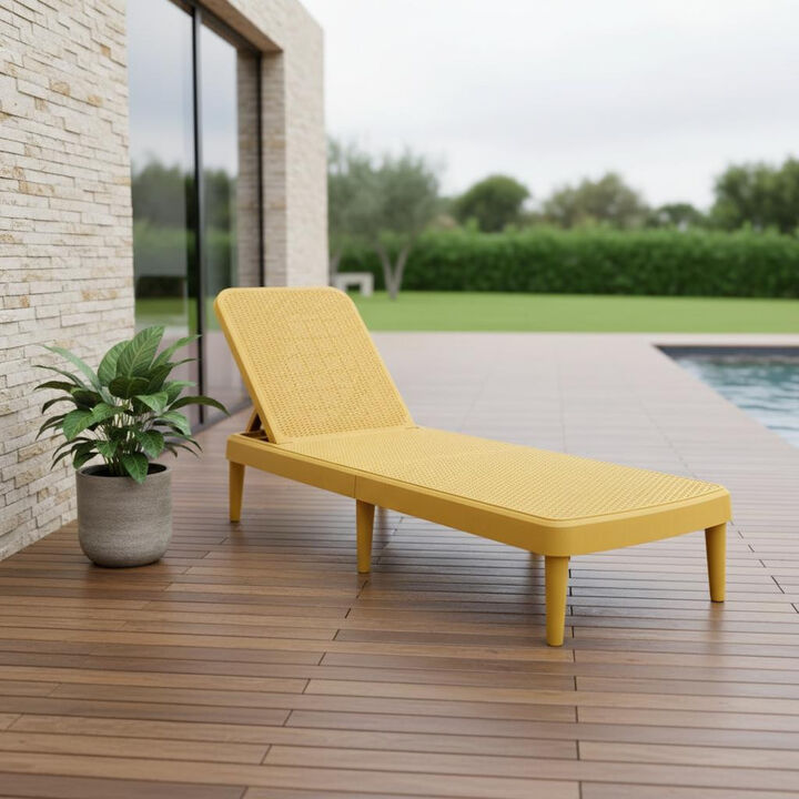 HomeRoots Heavy Duty Plastic Outdoor Stacking Chaise Lounge