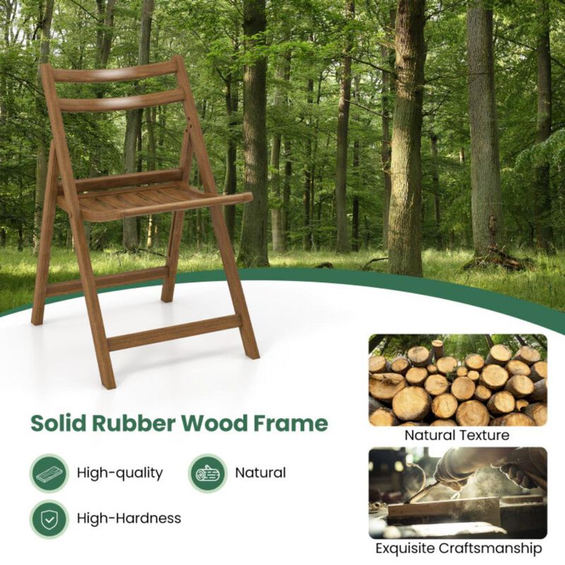 Hivvago Folding Dining Chair Set of 2 with Rubber Wood Frame and Slatted Seat