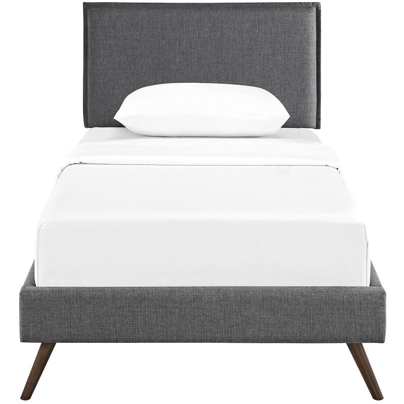 Camille Fabric Twin Platform Bed with Round Splayed Legs image number 3