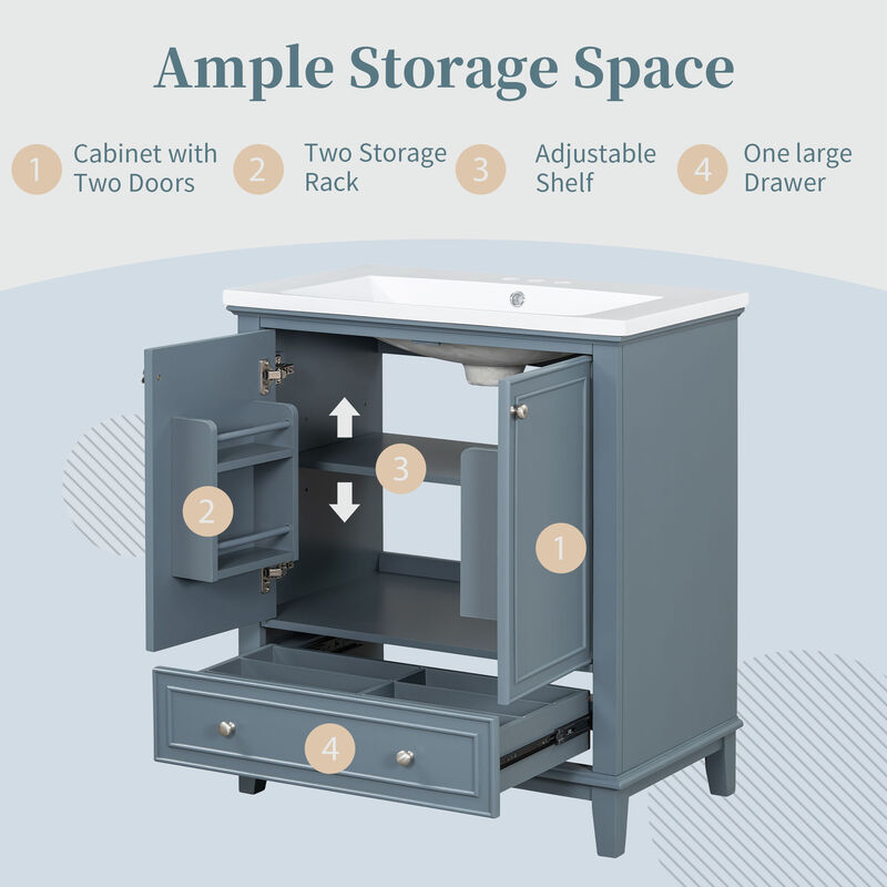 Merax Bathroom Vanity Base (No Sink) Multi-Functional Cabinet with Doors & Drawer