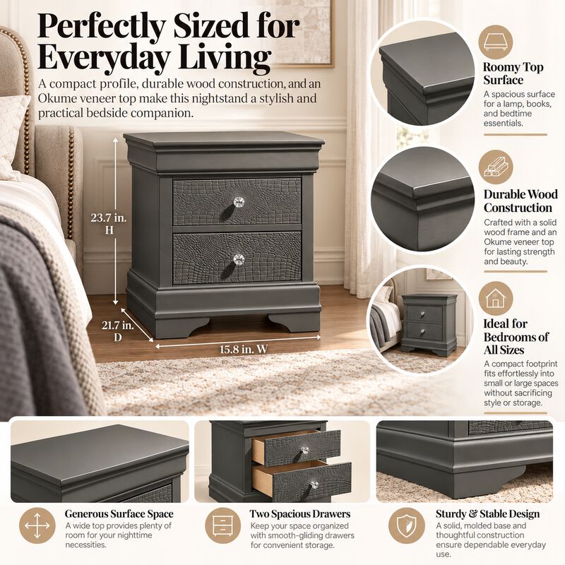 Virestiq Textured 2-Drawer Nightstand image number 5