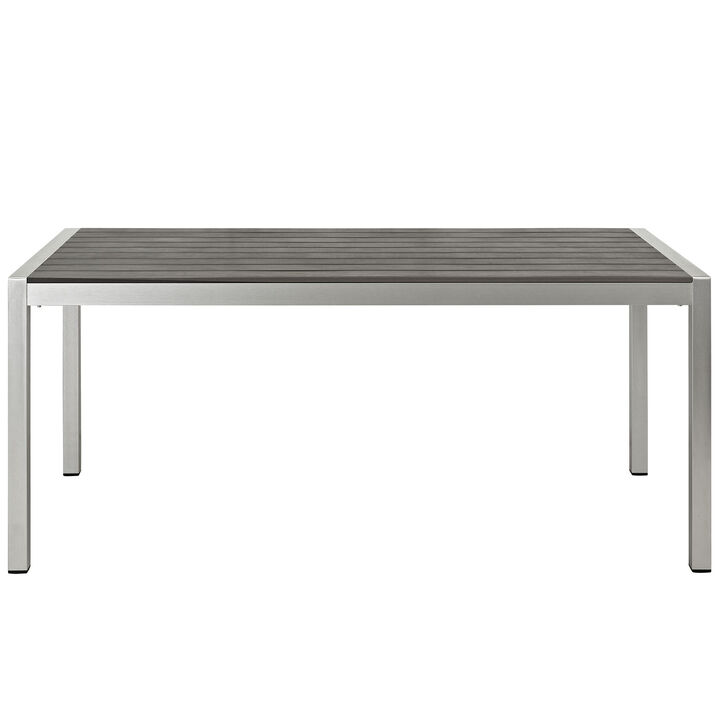 Modway - Shore Outdoor Patio Aluminum Dining Table Silver Gray