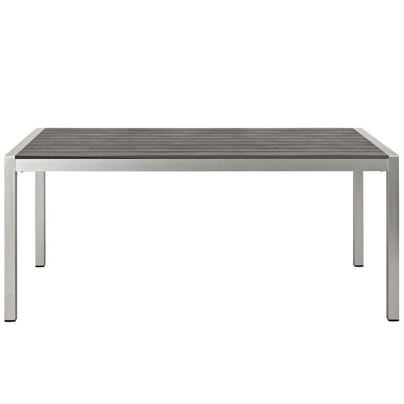 Modway - Shore Outdoor Patio Aluminum Dining Table Silver Gray image number 1