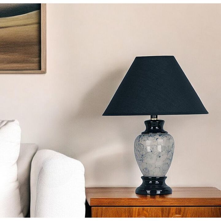 Hivvago 13" Black Ceramic Bedside Table Lamp With Black Shade