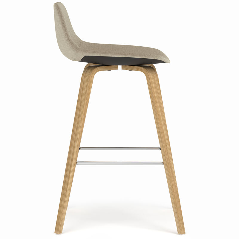 Randolph Mid-Century Modern 28 inch Bentwood Counter/ Bar Height Stool (Set of 2) with Light Wood in Natural Polyeseter linen fabric