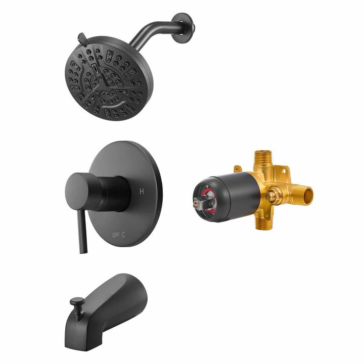 Complete Tub Shower Set with Rainfall Head, Handheld Spray and Tub Spout