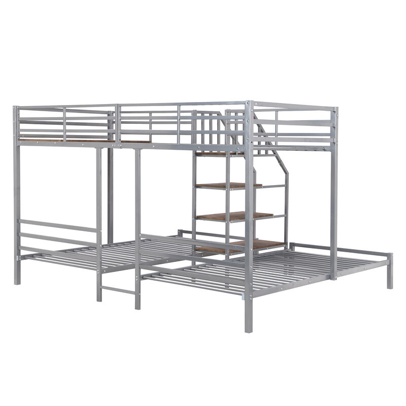 Merax Triple Bunk Bed with Storage Shelves