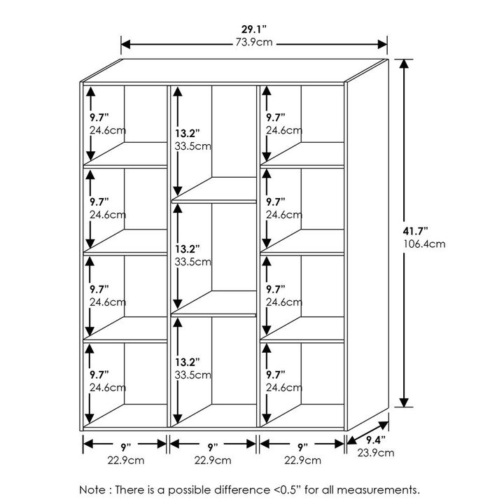 Furinno Luder 11-Cube Reversible Open Shelf Bookcase, White/Green 11107WH/GR