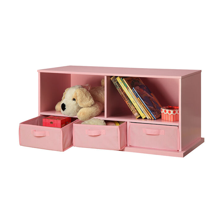 Badger Basket Co. Shelf Cubby Storage Bin Organizer with Three Baskets - Pink