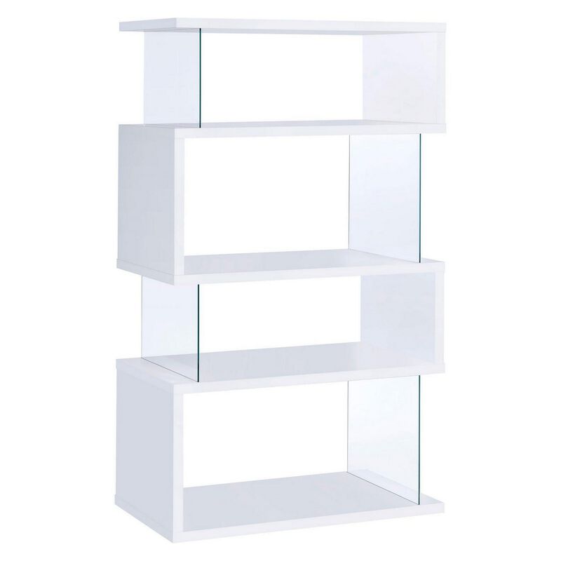 Fantastic glossy white wooden bookcase-Benzara image number 4