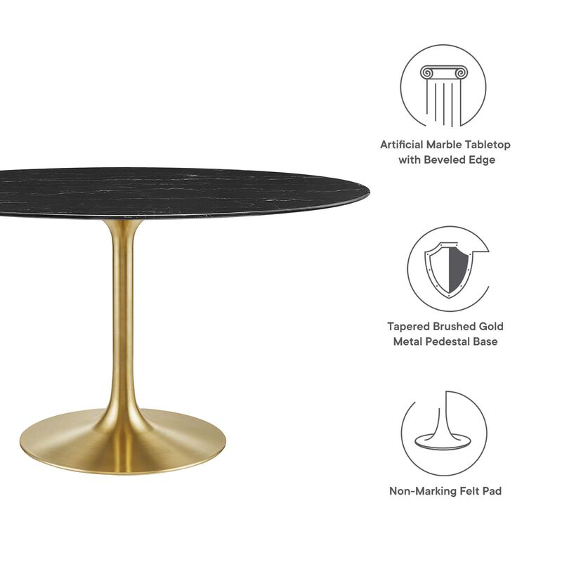 Modway - Lippa 54" Oval Artificial Marble Dining Table Gold Black
