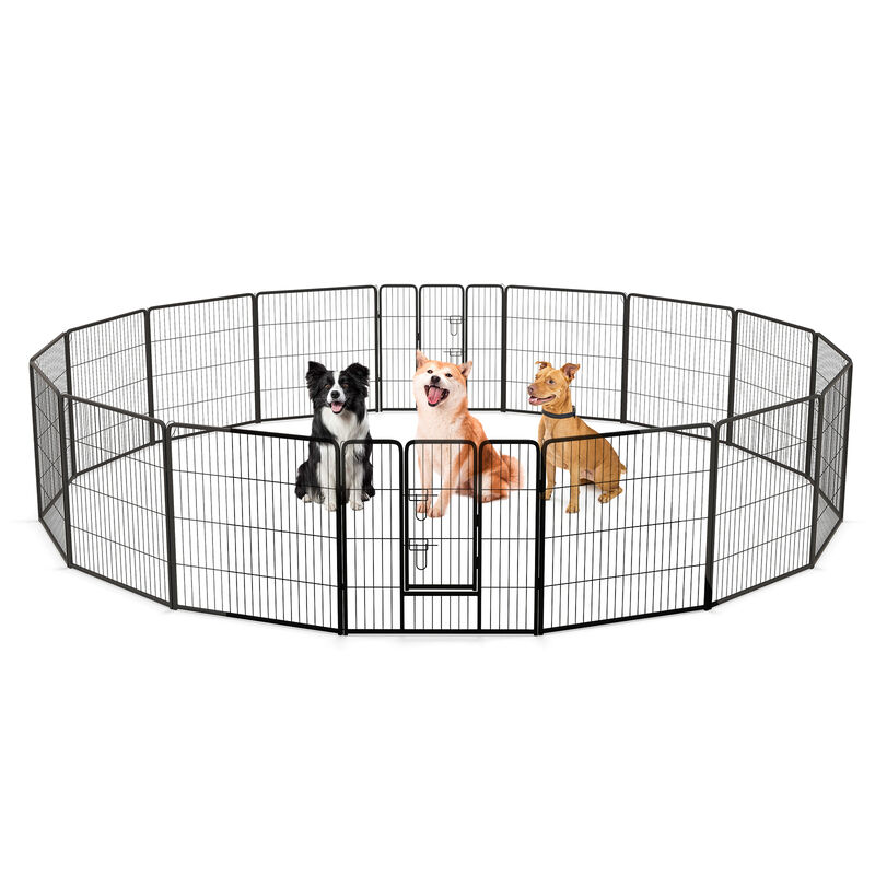 16-Panel Dog Playpen with Lock and Extra-Large Door &ndash; Secure Indoor & Outdoor Pet Enclosure