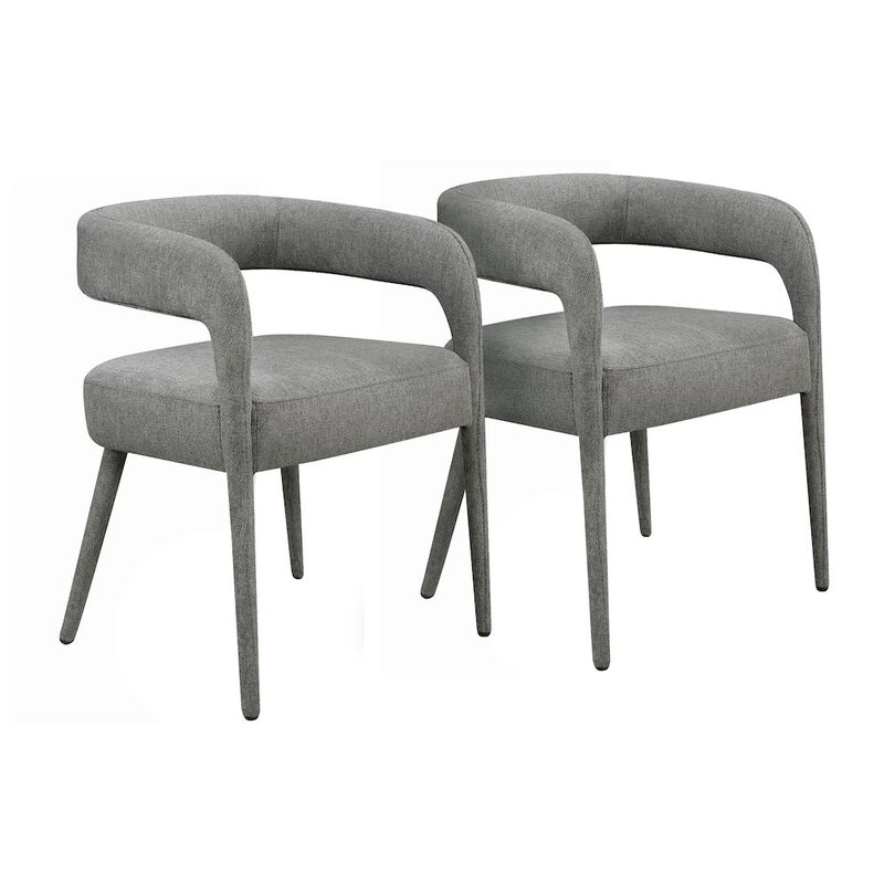 Jenna 48 Dining Table with 2 Sets of Galway Chairs in Dark Gray Linen Fabric