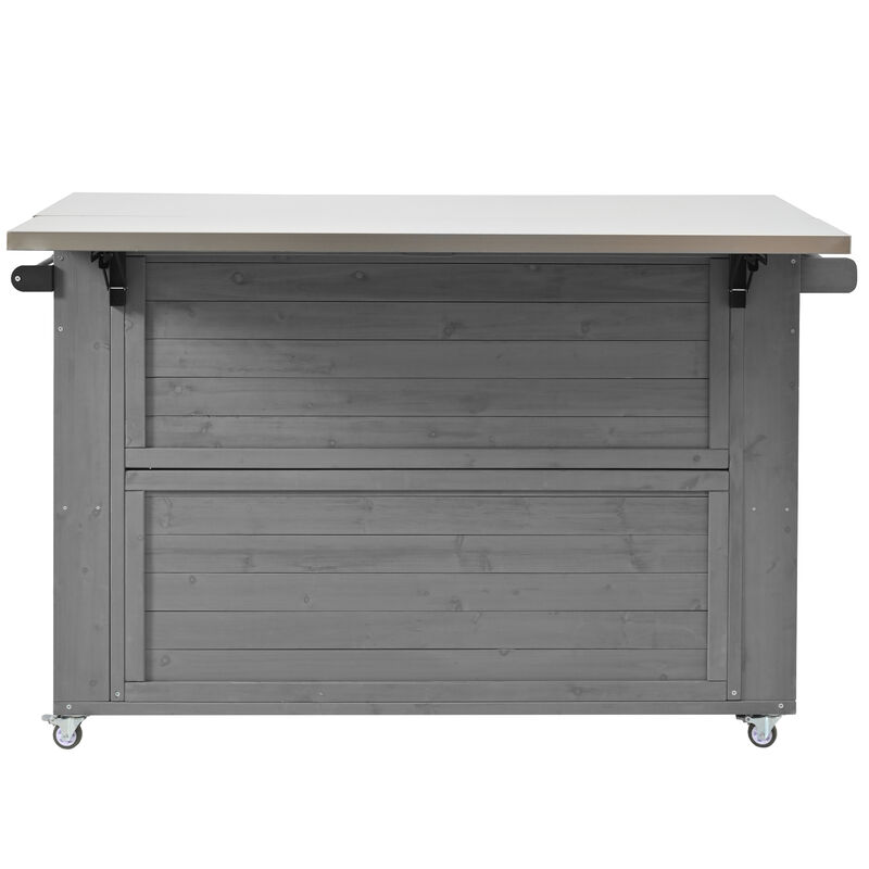 Merax Outdoor  Fir Wood Kitchen Island with Towel and Spice Racks