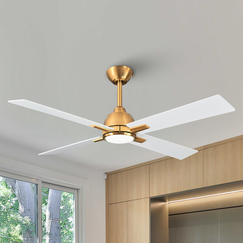 48" Modern Ceiling Fan with Dimmable LED Light, 6-Speed Reversible DC Motor, Remote Control