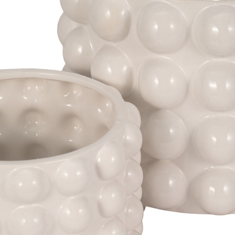 S/2 9/12" Bubble Planters, White image number 3