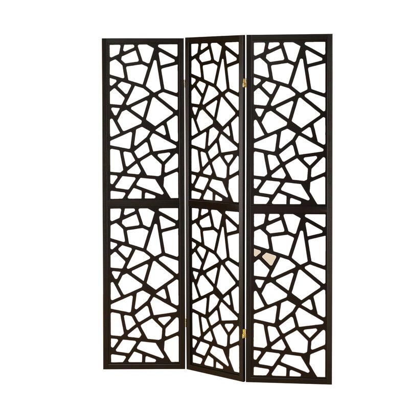 Intricate Mosaic Cutouts Folding Screen, Black