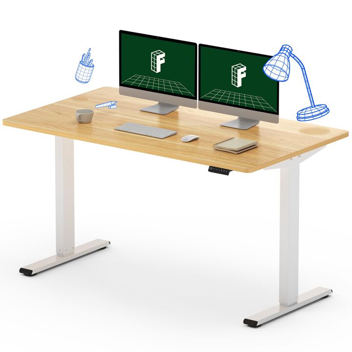 FLEXISPOT EN1 Electric Height Adjustable Desk 55 x 28 Inches Whole-Piece, Ergonomic Memory Controller Standing Desk/Workstation