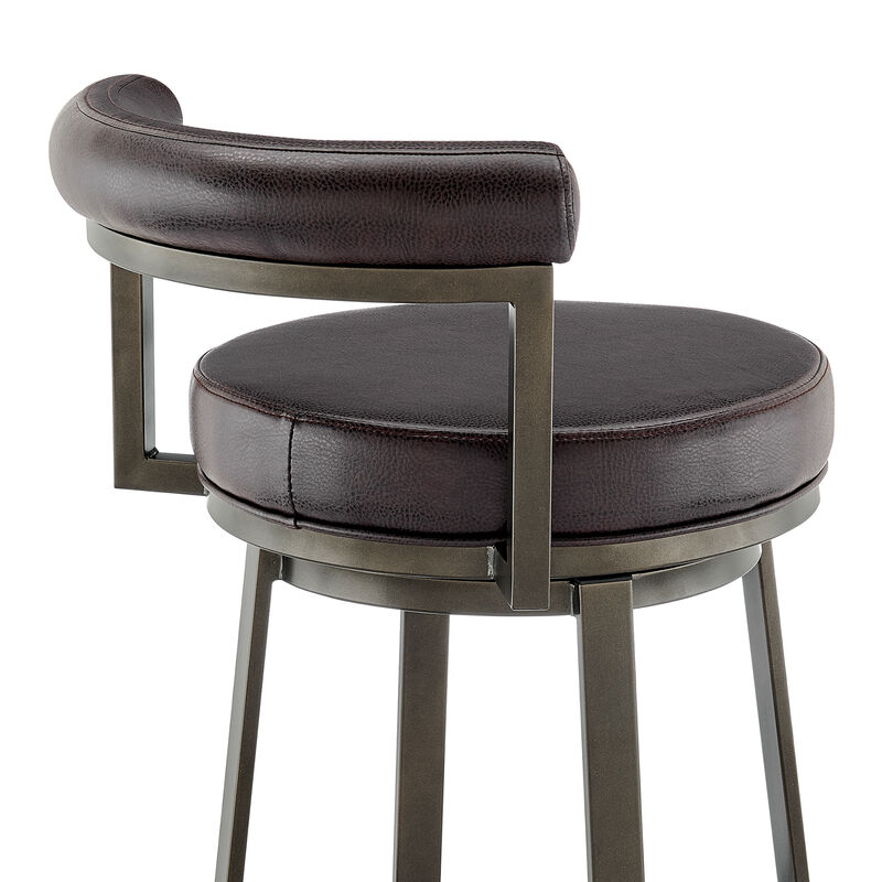 Neura Swivel or Stool in Black Finish with Grey Faux Leather