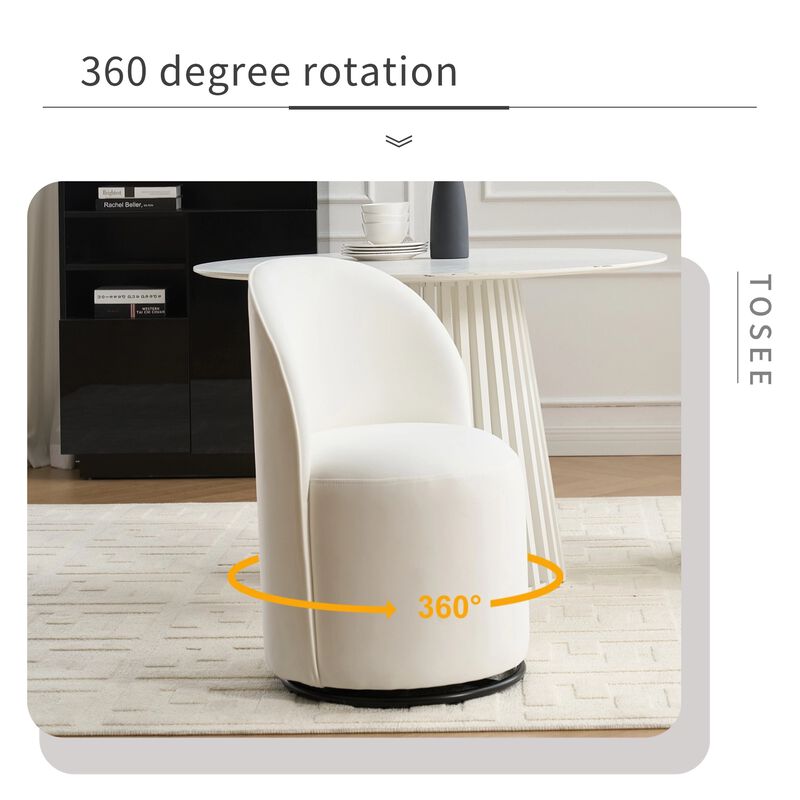 Modern Velvet Barrel Chair, 360&deg; Swivel Armless Accent Chair Side Chair image number 5