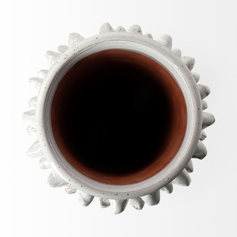 Modern Whitewash Ceramic Vase with Spikely Pattern for Indoor Decor