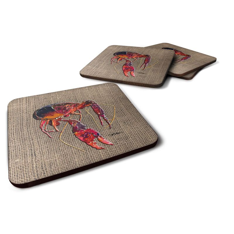 Caroline's Treasures 8739FC Crawfish Foam Coasters (Set of 4), 3.5 H x 3.5 W, Multicolor