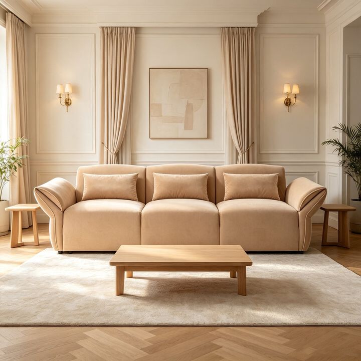 Envelor 107 in. Linen Upholstered Modular 3-Seat Sectional Sofa