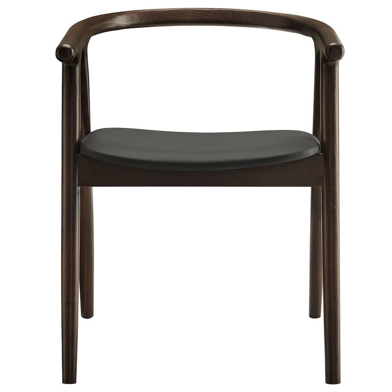 Modway Henry Solid Wood Curved Back Dining Chair in Black &ndash; Single Wood Dining Chair with Faux Leather Upholstered Seat &ndash; Modern Dining Room Armchair or Accent Chair image number 5