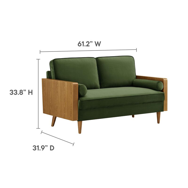 Kellan Loveseat in Walnut Moss Green image number 2