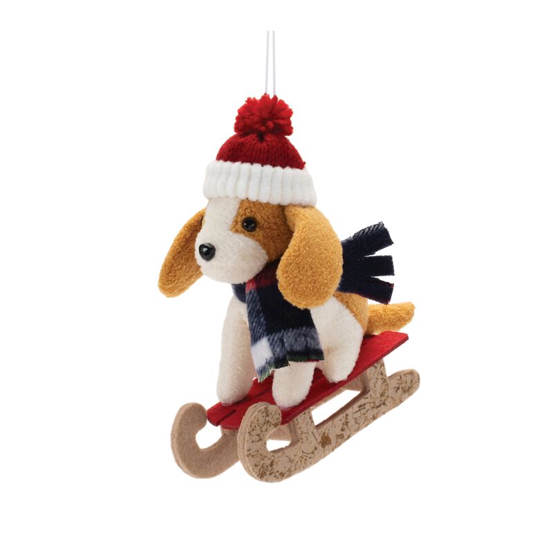 Plush Ski and Sled Dog Ornaments, Set of 6 for Festive Christmas Tree Decor