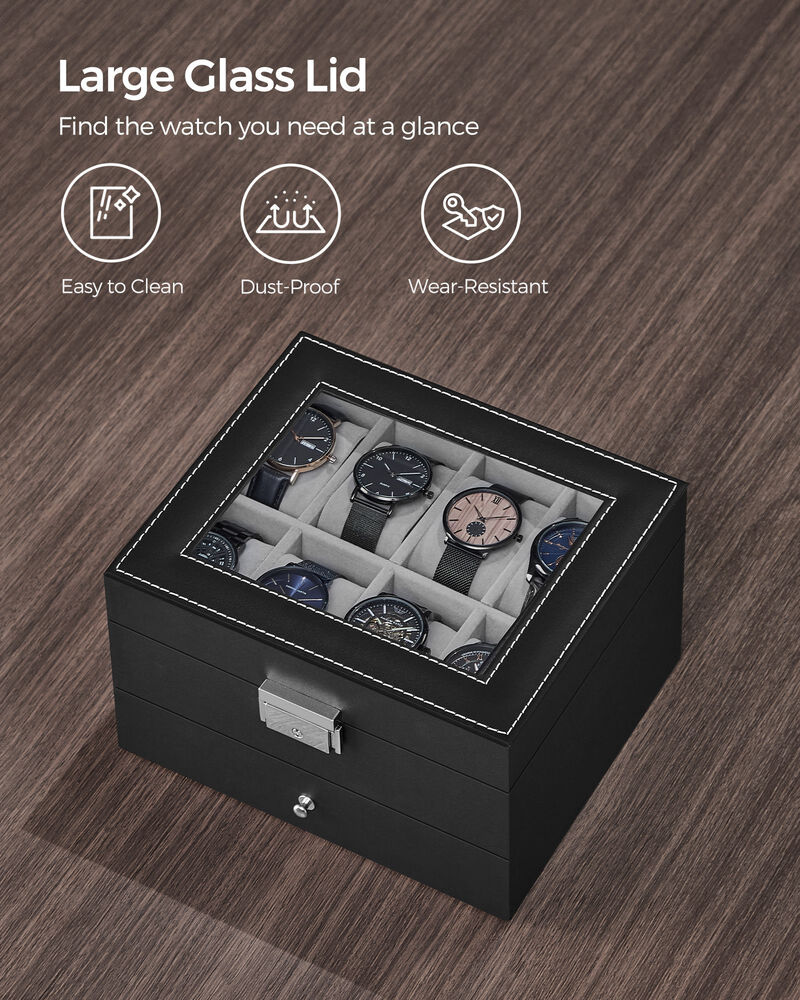 Lockable 8-Slot Watch Box &ndash; Jewelry Display Case for Men with Keys