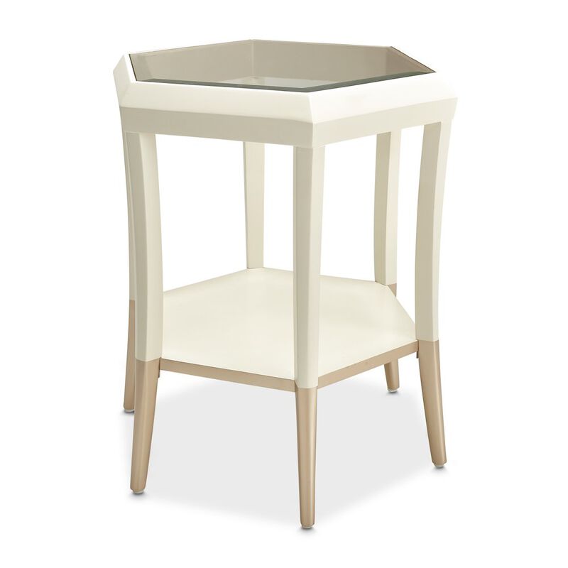 Michael Amini La Rachelle Hexagon Accent Table - Champagne
