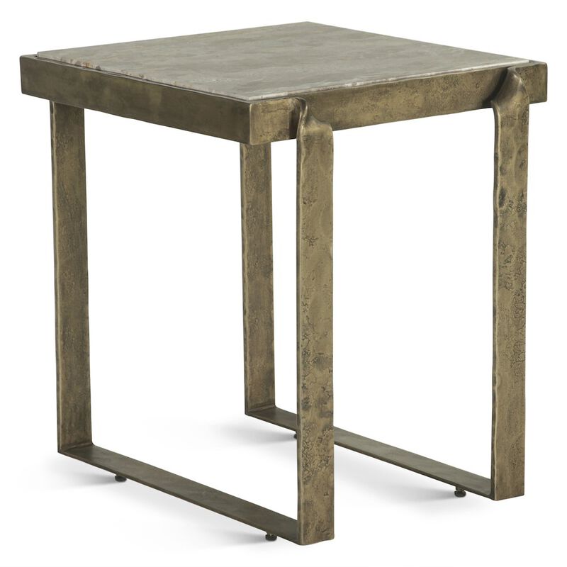 World Interiors Rhodes 20 Side Table with Marble and Antique Brass image number 0