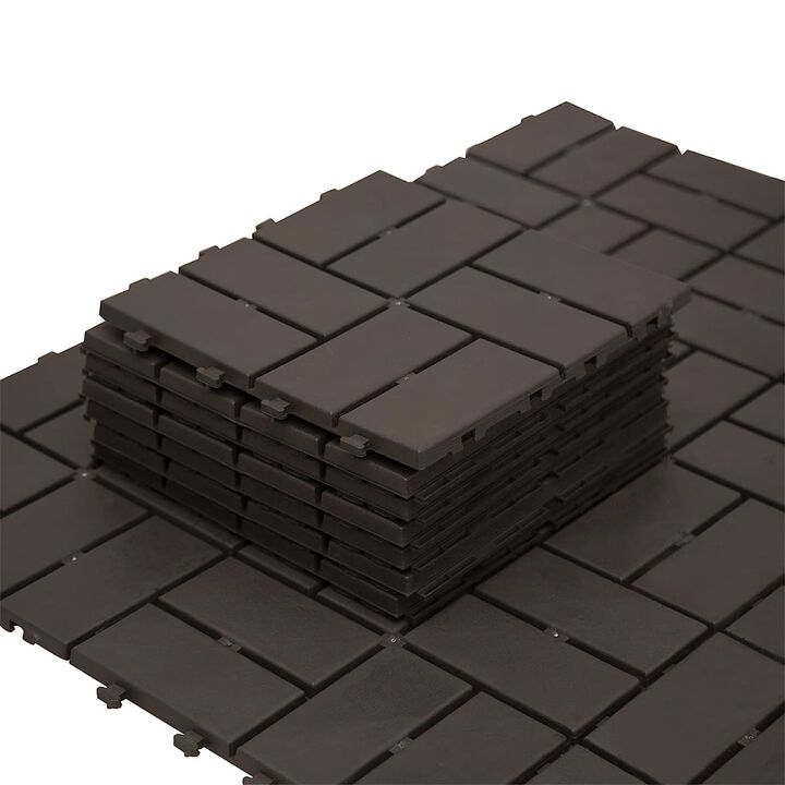 CLIHOME 12"x12" Square Composite Decking Tiles,Outdoor Patio Checked Plastic Interlocking Deck Tiles(Pack of 36)