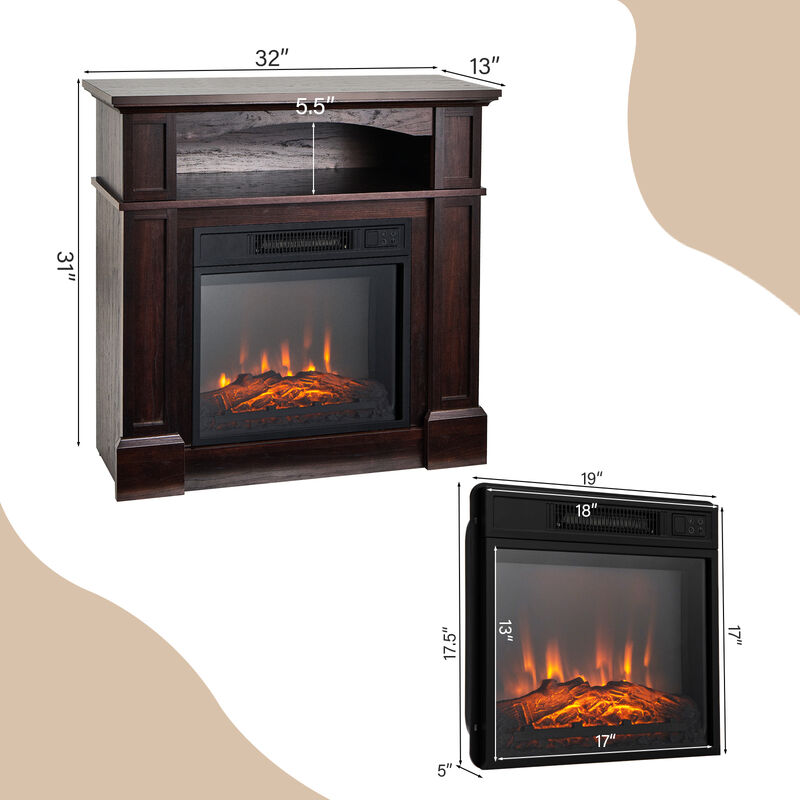18-Inch 1400W Electric TV Stand Fireplace with Shelf for Cozy Living Rooms image number 4