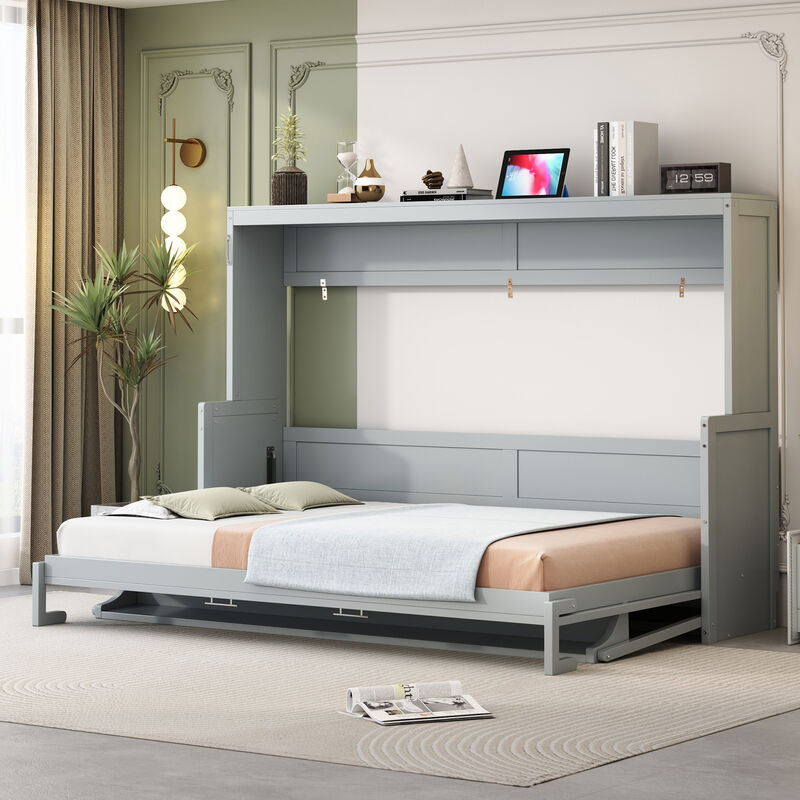 Merax Queen Size Folding Murphy Bed with Hidden Desk image number 2