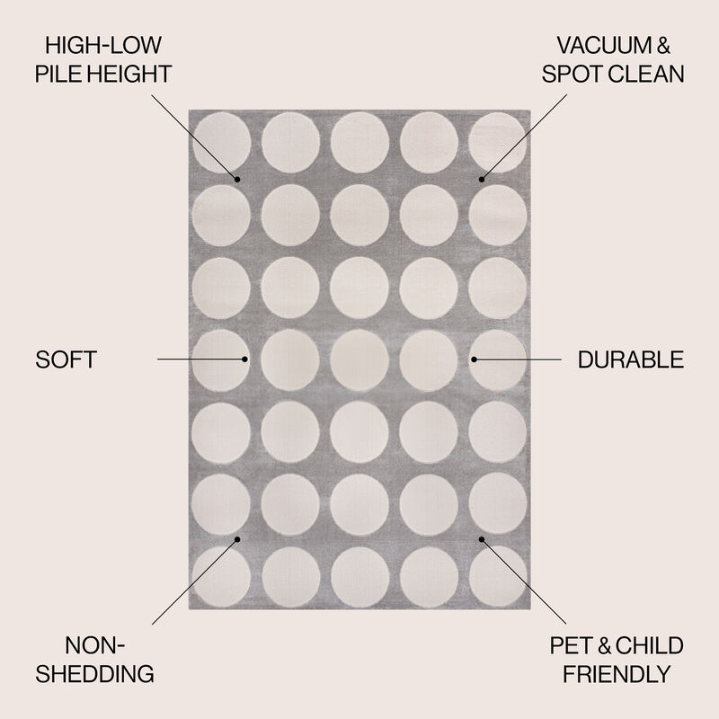 Adrian Modern Geometric Circle Dot High-Low Area Rug