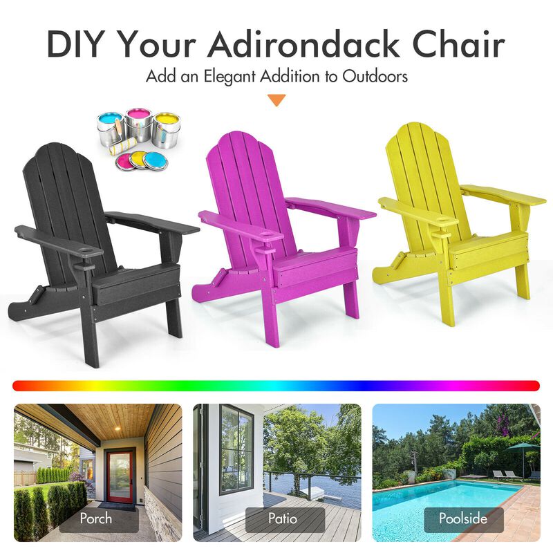 Foldable Weather Resistant Patio Chair with Built-in Cup Holder image number 5