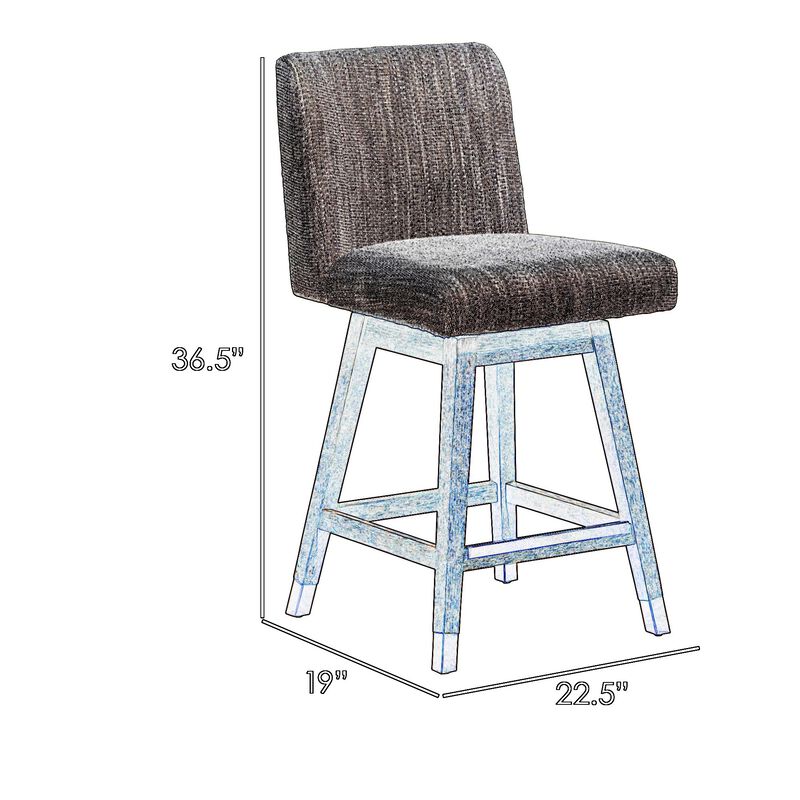 Lia 26 Inch Swivel Counter Stool Chair, Brown Wood Frame, Beige Polyester