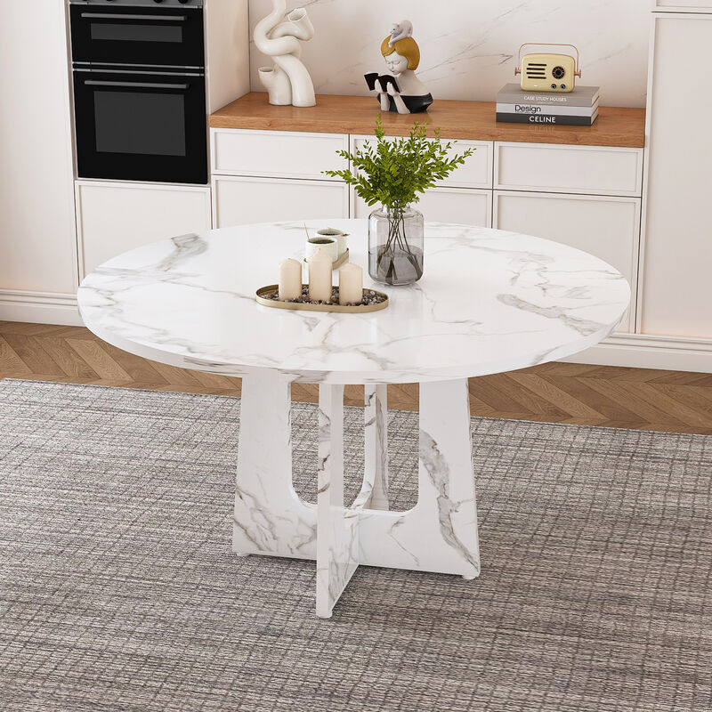 Merax Marble-Style Round Dining Table