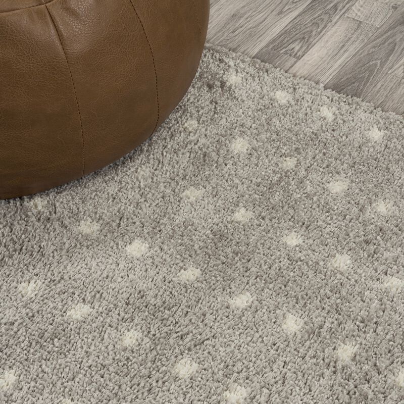 Pele Modern Geometric Dot Shag Gray/Ivory Rug