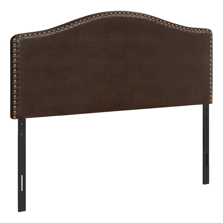 Monarch Specialties I 6010F Bed, Headboard Only, Full Size, Bedroom, Upholstered, Pu Leather Look, Brown, Transitional