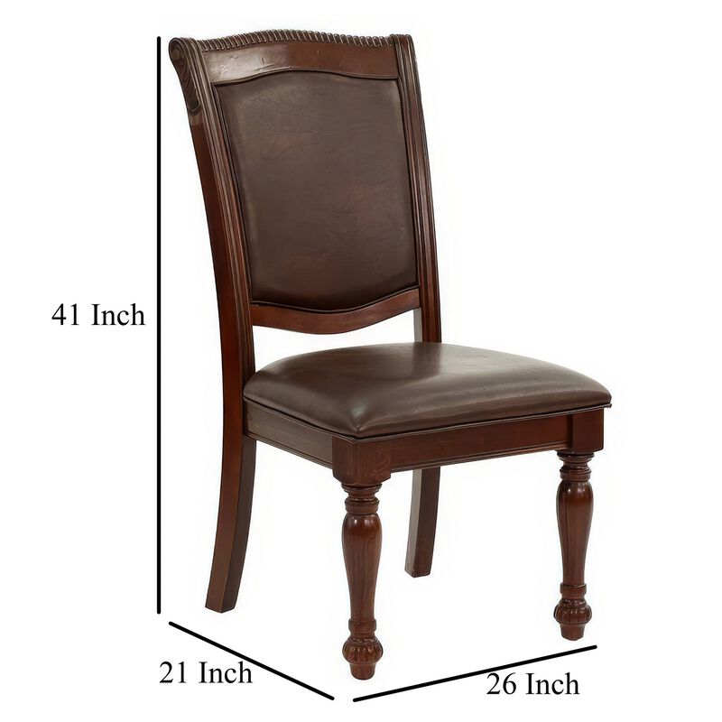 Set Of 2 Rubber Wood Traditional Dining Chair, Dark Brown image number 5