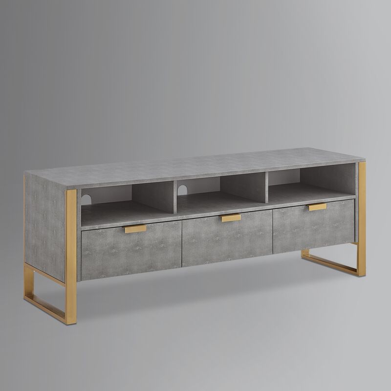 Nicole Miller Taha Faux Shagreen TV Stand/Cabinet