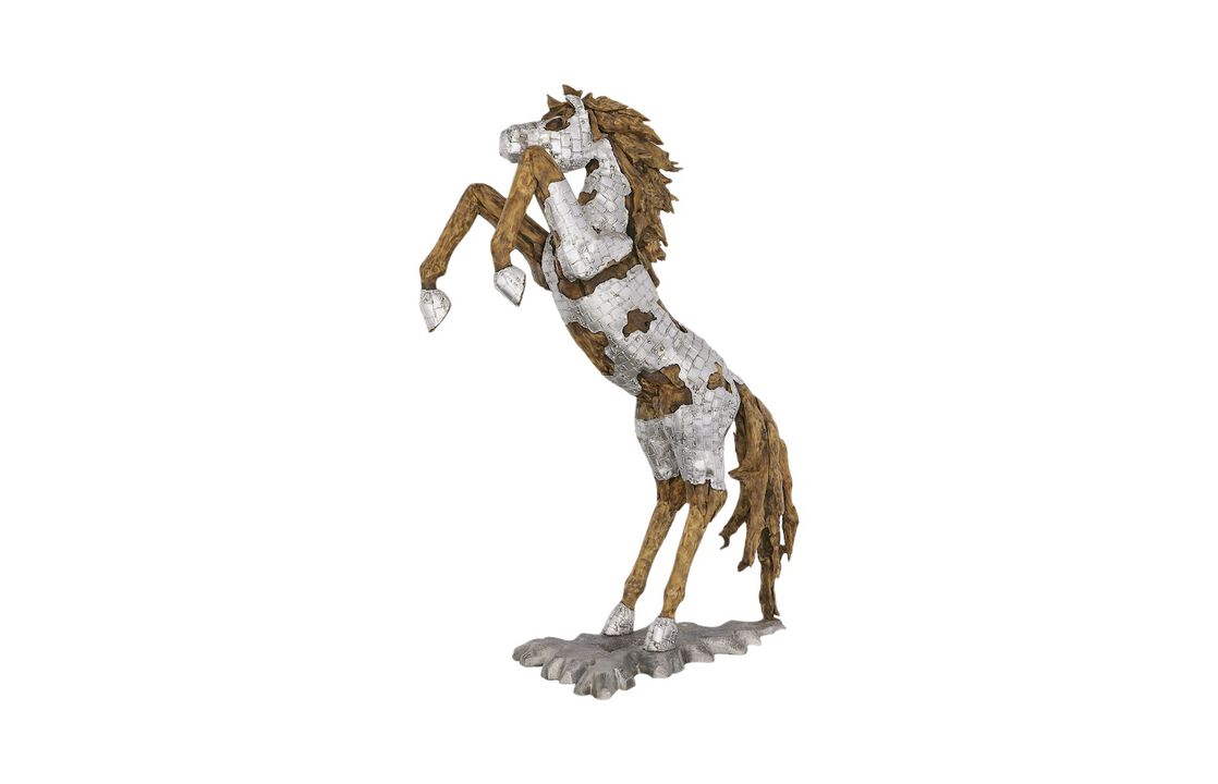 Mustang Rearing Horse Armored Sculpture