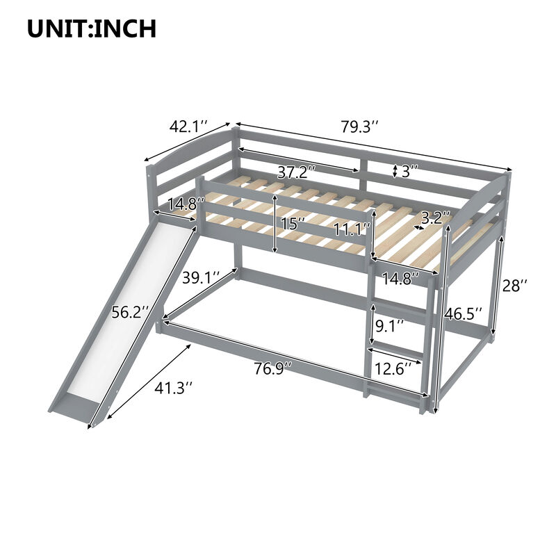 Whisen Twin over Twin Bunk Bed with Convertible Slide and Ladder